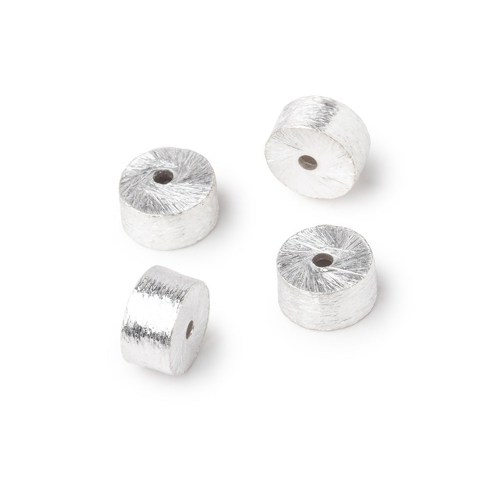 4x8mm Sterling Silver Plated Copper Brushed Tube Beads (Set of 4) - AtlantaFindingsCompany