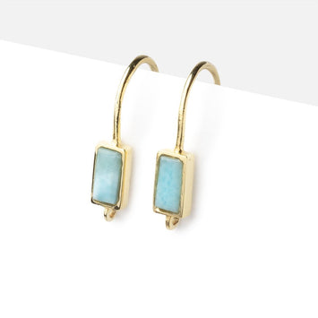 17mm Vermeil Larimar Baguette Earwire Set of 2 pieces - AtlantaFindingsCompany