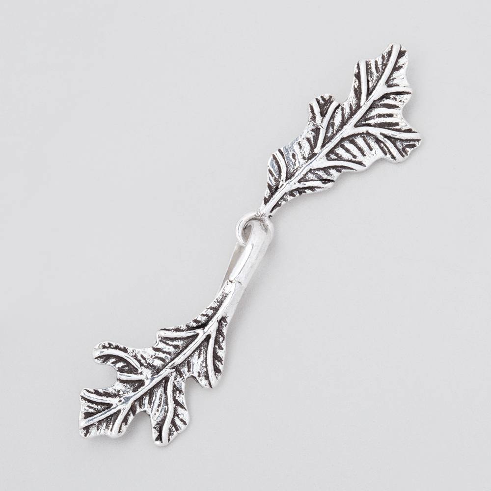 51x11mm Antiqued Sterling Silver Oak Leaf Hook & Eye Clasp - 1 pc - AtlantaFindingsCompany