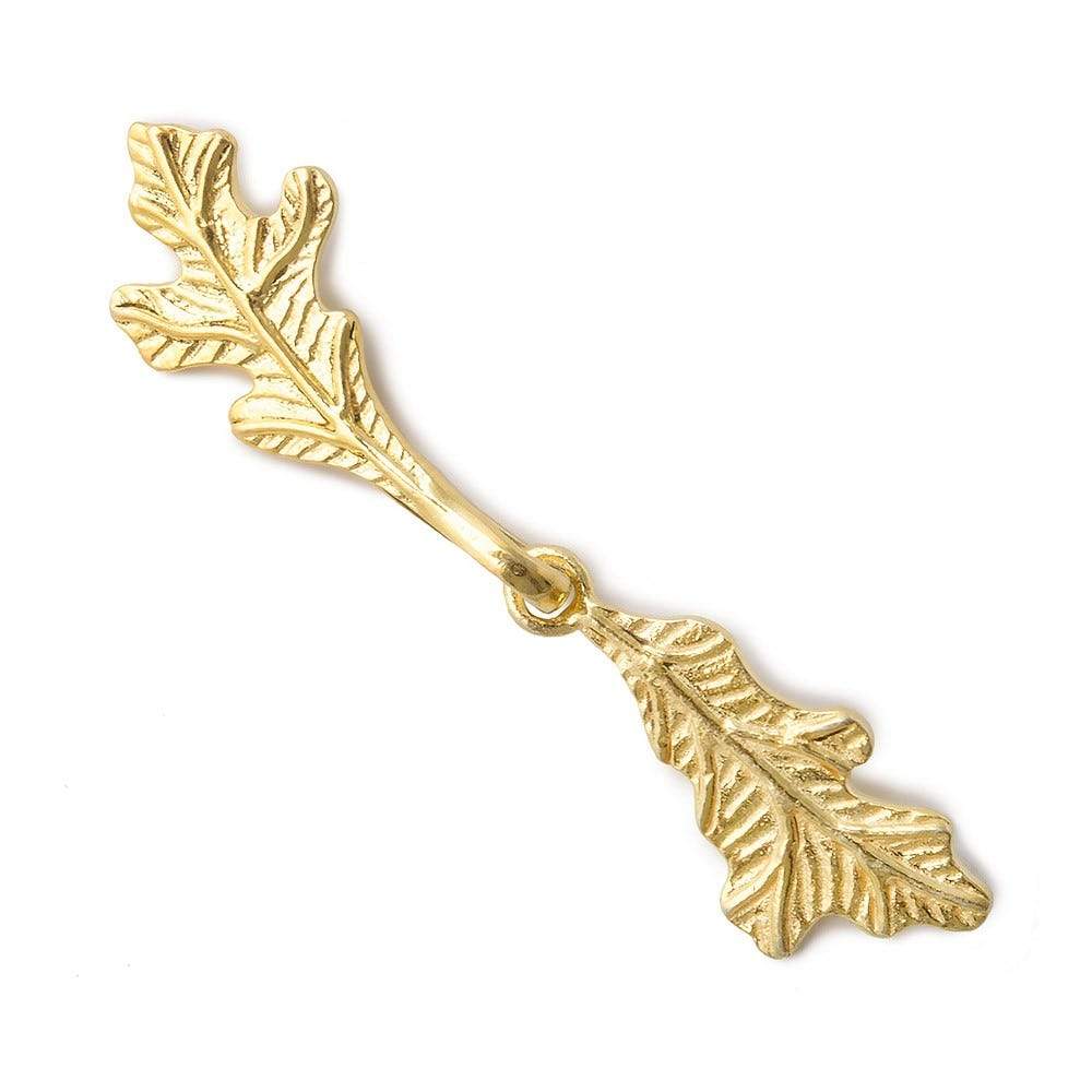 51x11mm Oak Leaves Hook Clasp - 22kt Gold Vermeil on Sterling Silver (1 piece) - AtlantaFindingsCompany