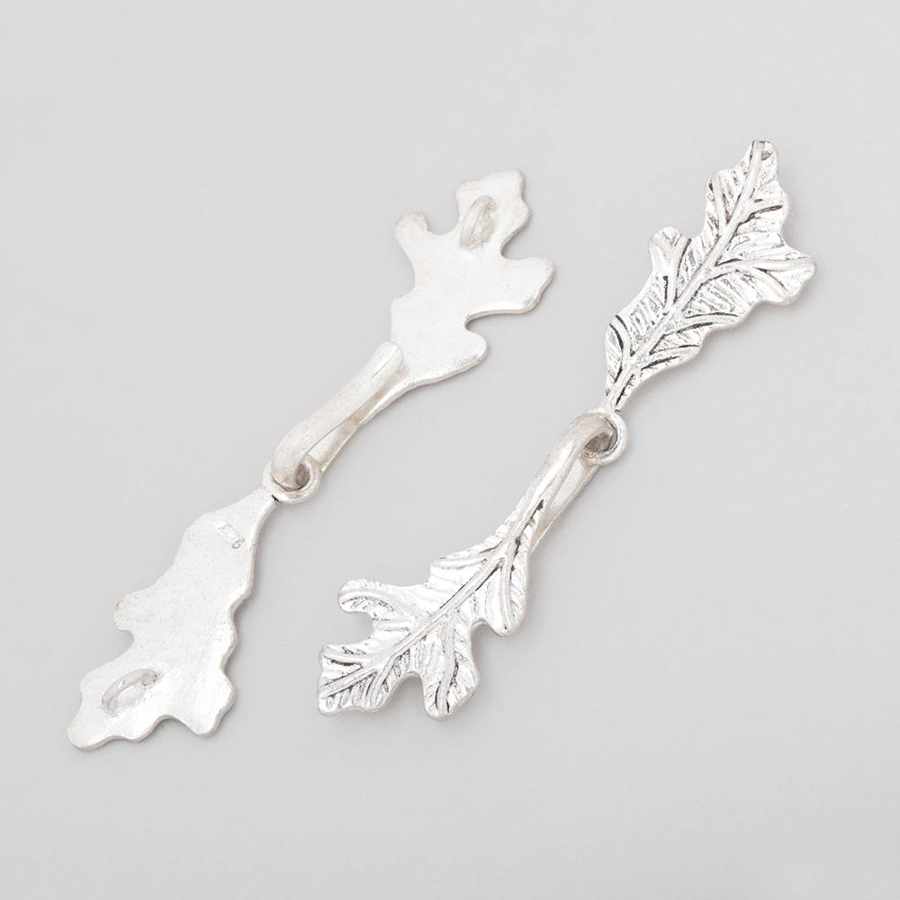 Antique Sterling Silver Oak Leaf Hook & Eye Clasp - 52x11mm (1 Piece) - AtlantaFindingsCompany