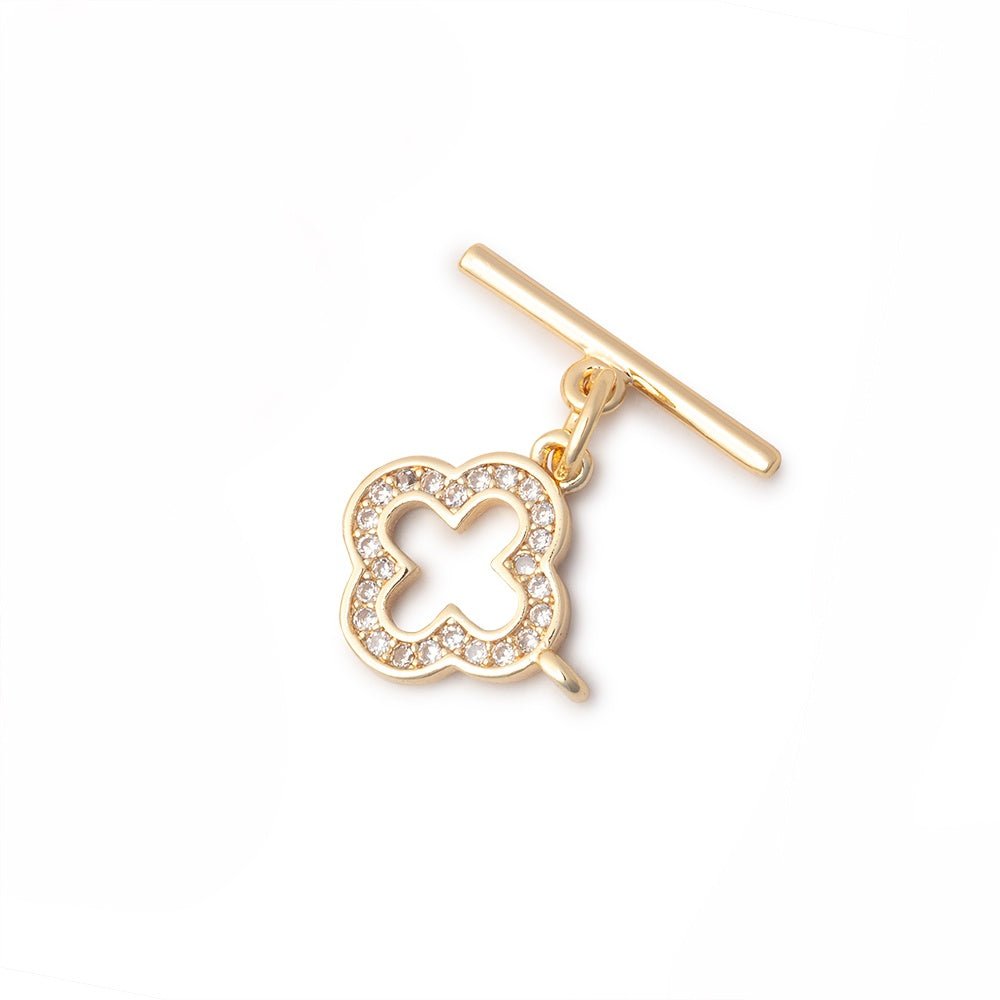9mm Gold Plated CZ Toggle with a Quatrefoil Shape 1 Piece - Atlanta Findings
