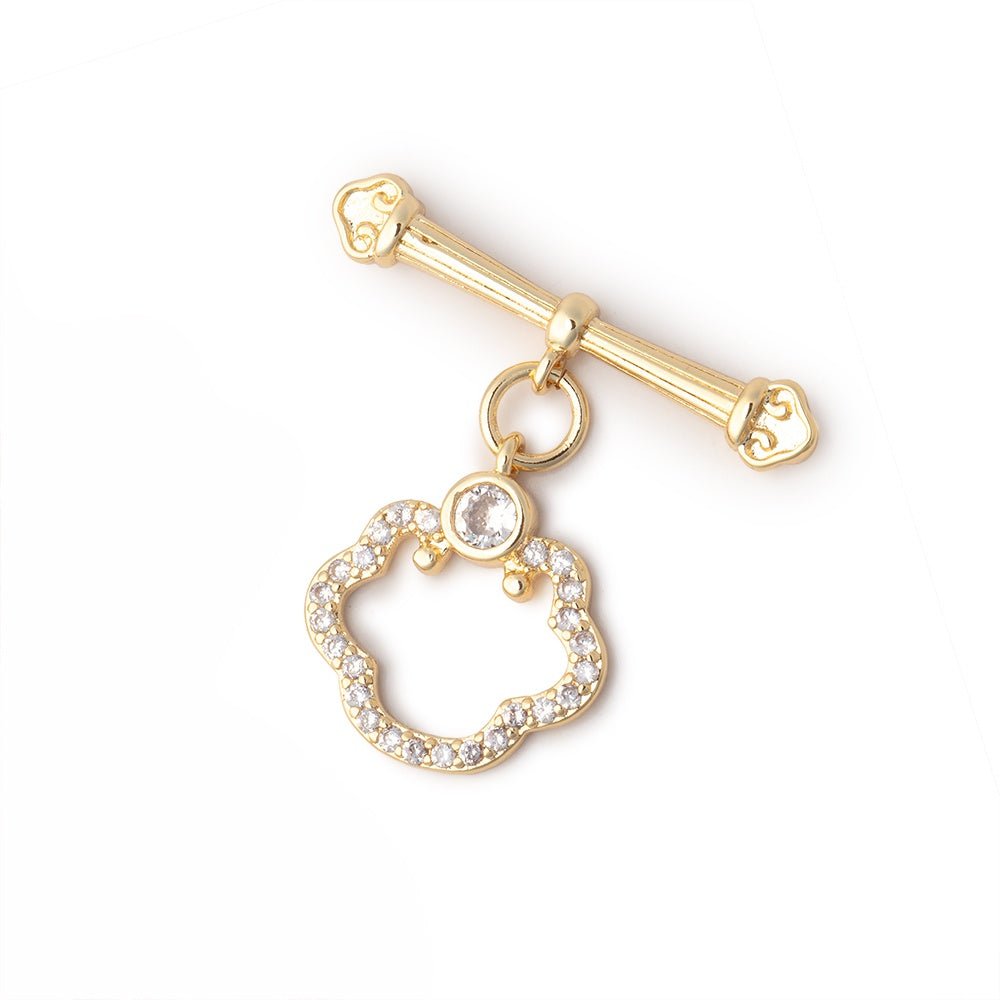 24x14mm Gold Plated Toggle with CZ's 1 Piece - Atlanta Findings