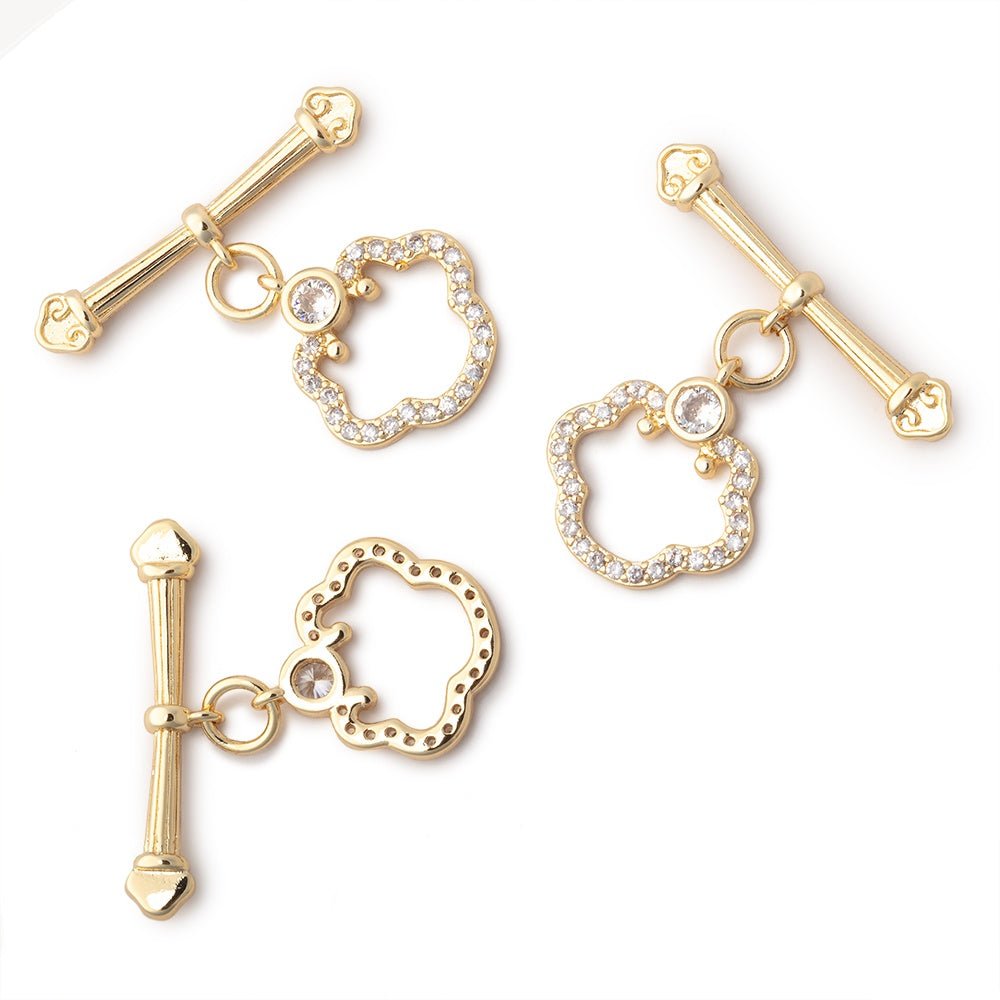 24x14mm Gold Plated Toggle with CZ's 1 Piece - Atlanta Findings