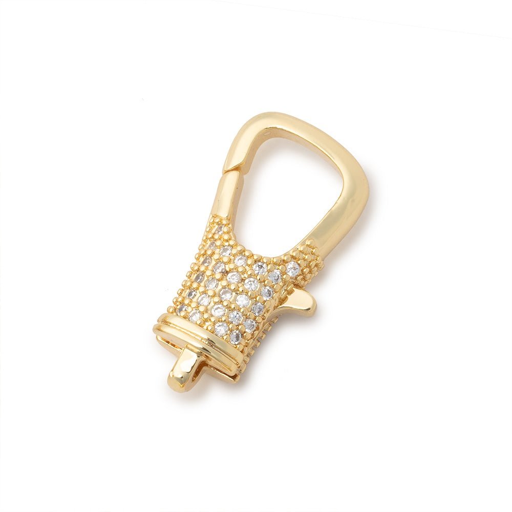 21x10mm Gold Plated CZ Lobster Clasp 1 Piece - Atlanta Findings