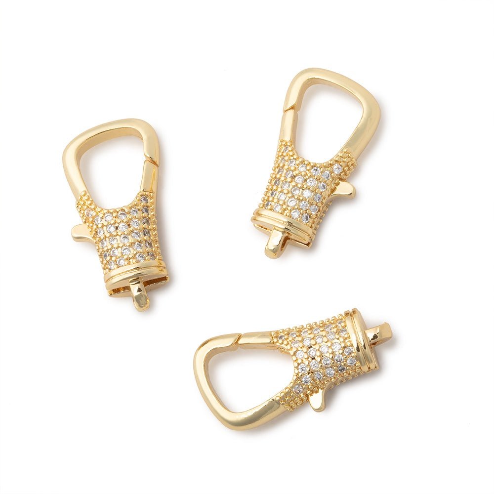 21x10mm Gold Plated CZ Lobster Clasp 1 Piece - Atlanta Findings