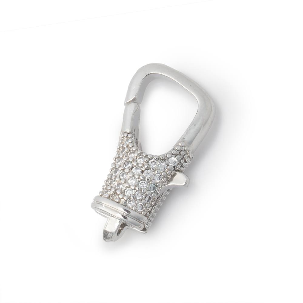 21x10mm Silver Plated CZ Lobster Clasp 1 Piece - Atlanta Findings