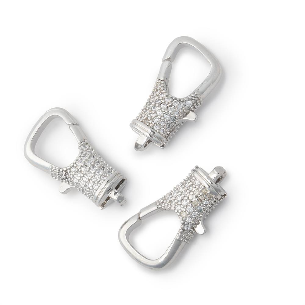 21x10mm Silver Plated CZ Lobster Clasp 1 Piece - Atlanta Findings