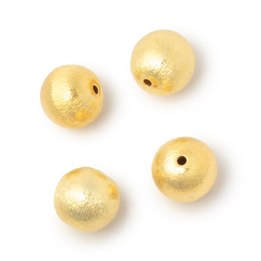 12mm 22kt Gold Plated Copper Brushed Round Beads - Set of 4 - Atlanta Findings