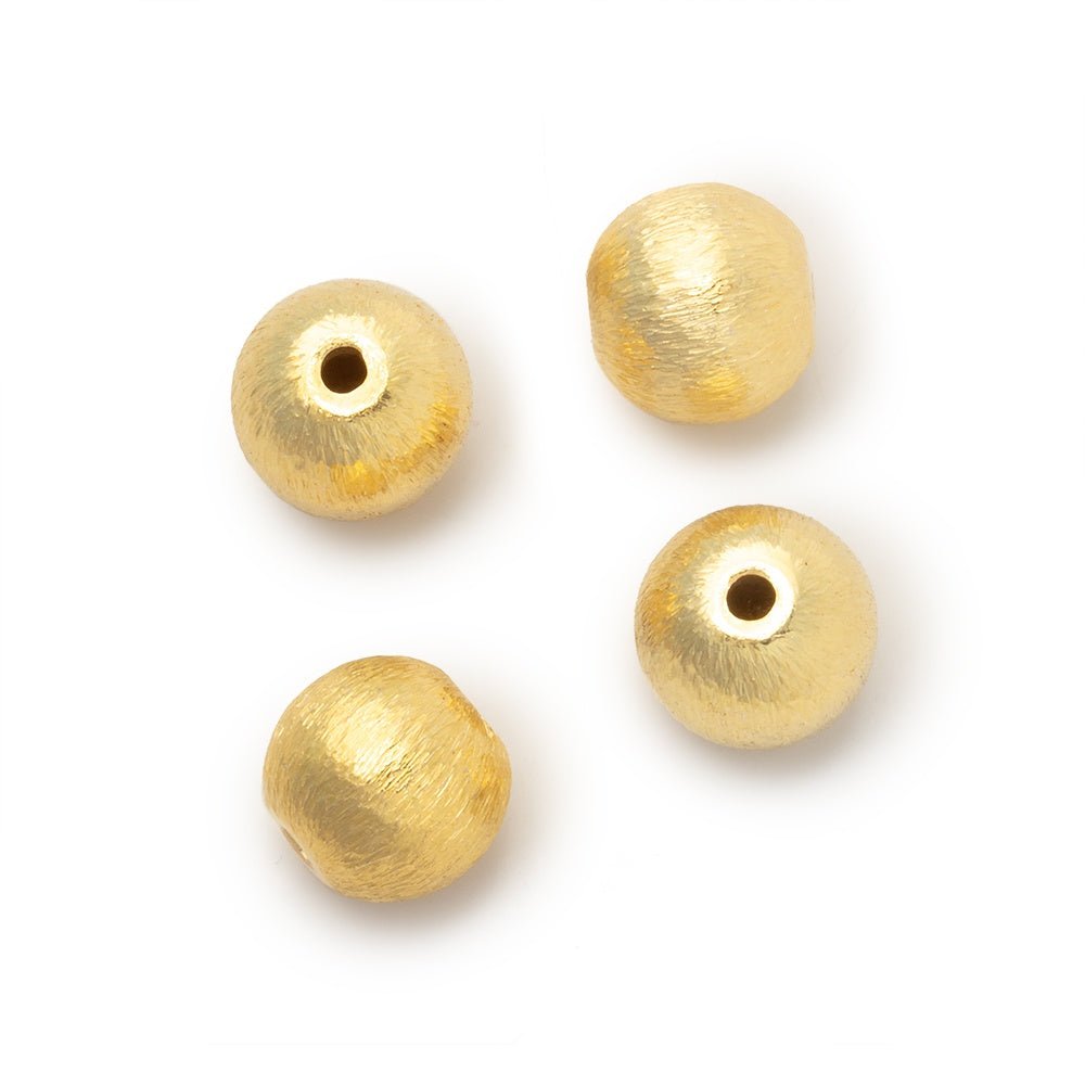 10mm 22kt Gold Plated Copper Brushed Round Beads - Set of 4 - Atlanta Findings