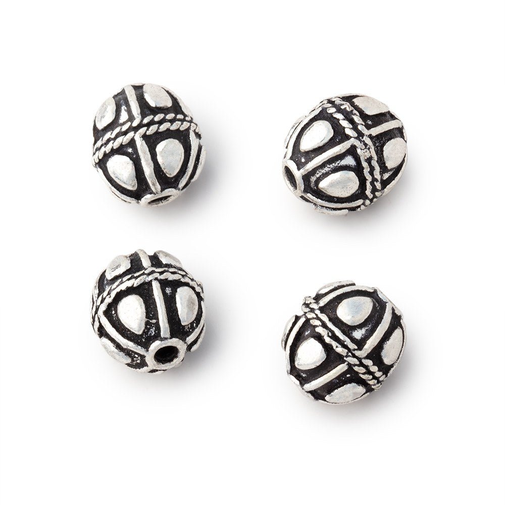 11x10mm Bali Style Oval Beads Set of 4 - Atlanta Findings