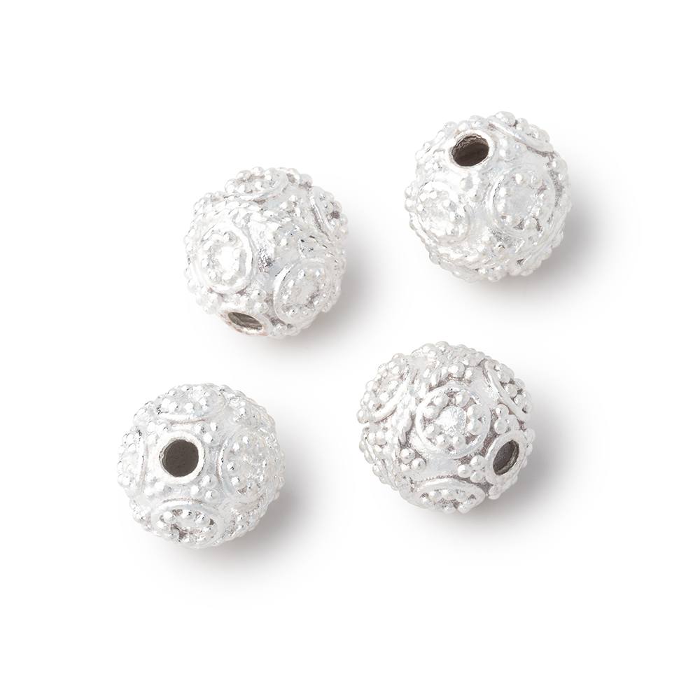 10mm Round Beads with Circle Miligrain Design Set of 4 - Atlanta Findings