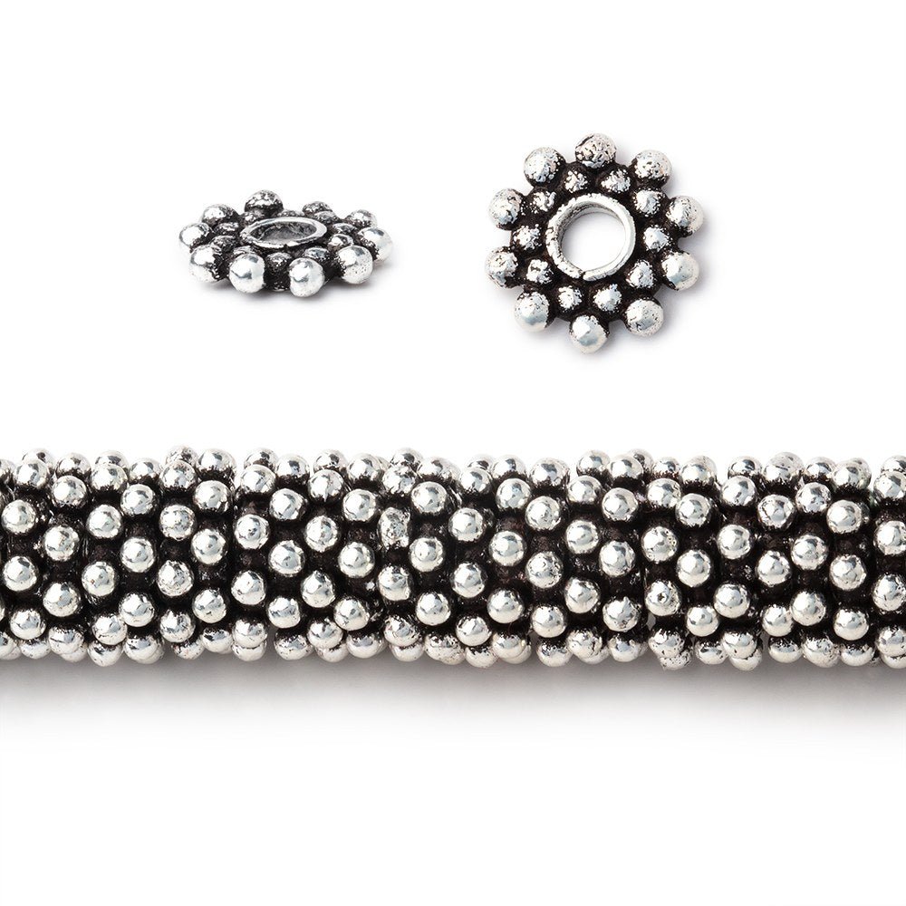 9mm Double Row Daisy Spacers with 3mm Hole - 8 inch Strand - Atlanta Findings