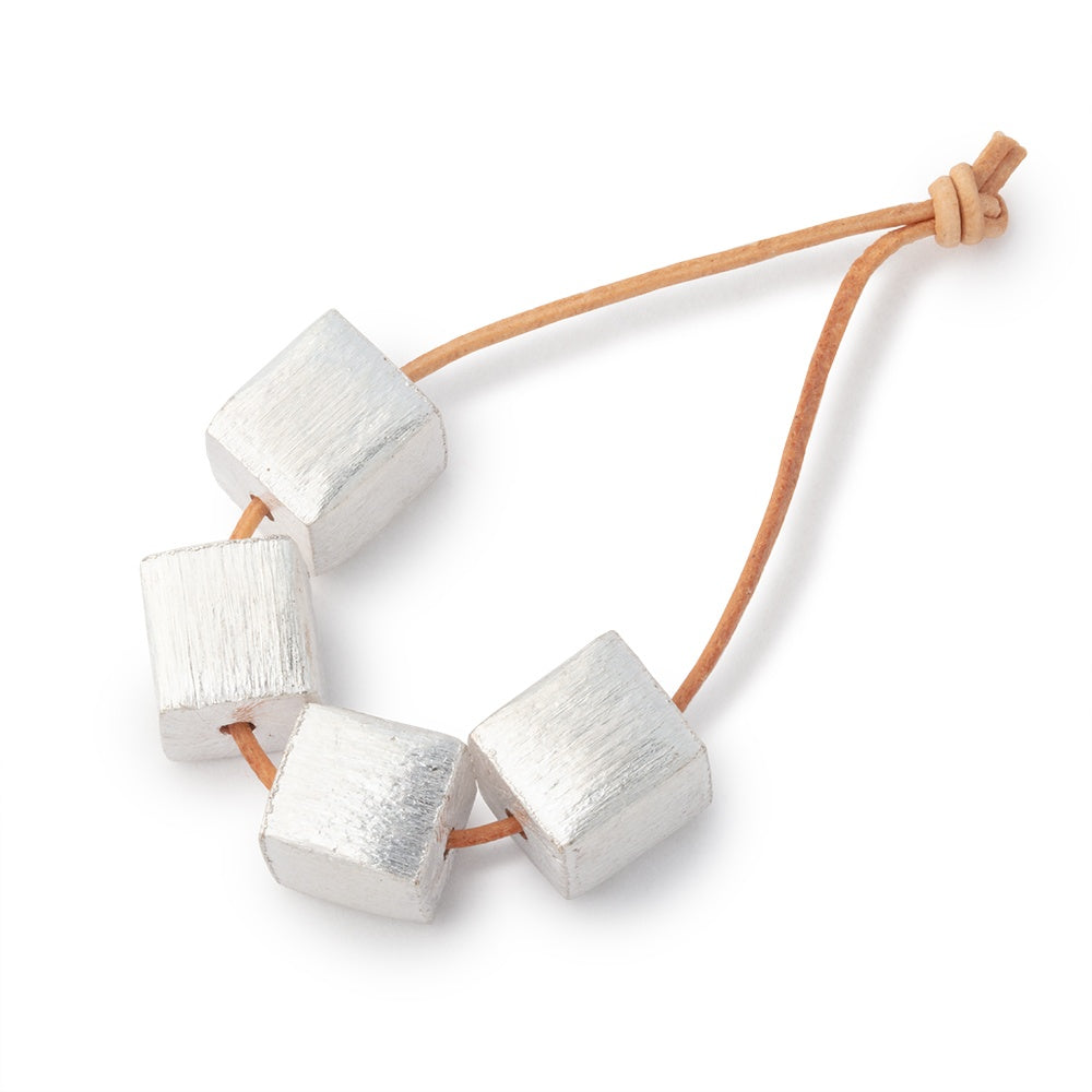 8mm Brushed Cube Set of 4 Beads - AtlantaFindingsCompany.com