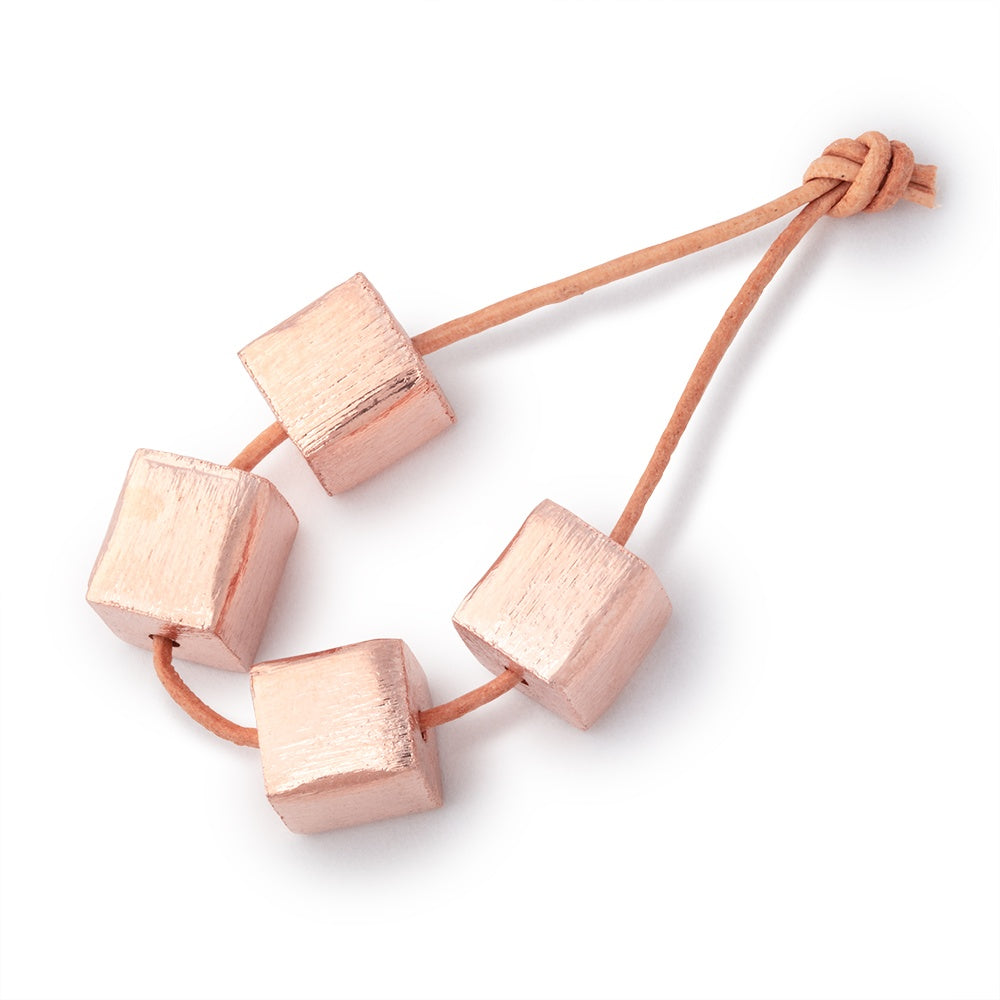 8mm Brushed Cube Set of 4 Beads - AtlantaFindingsCompany.com