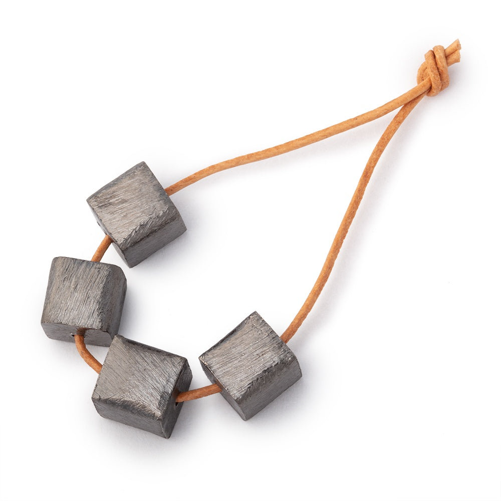 8mm Brushed Cube Set of 4 Beads - AtlantaFindingsCompany.com