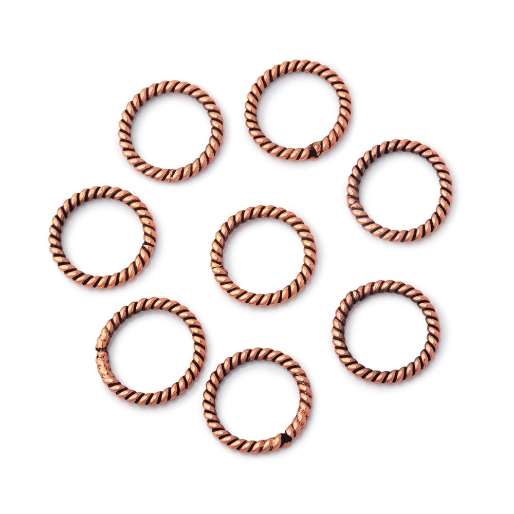 10mm Antiqued Copper Twisted Jump Ring Set of 25 - AtlantaFindingsCompany.com