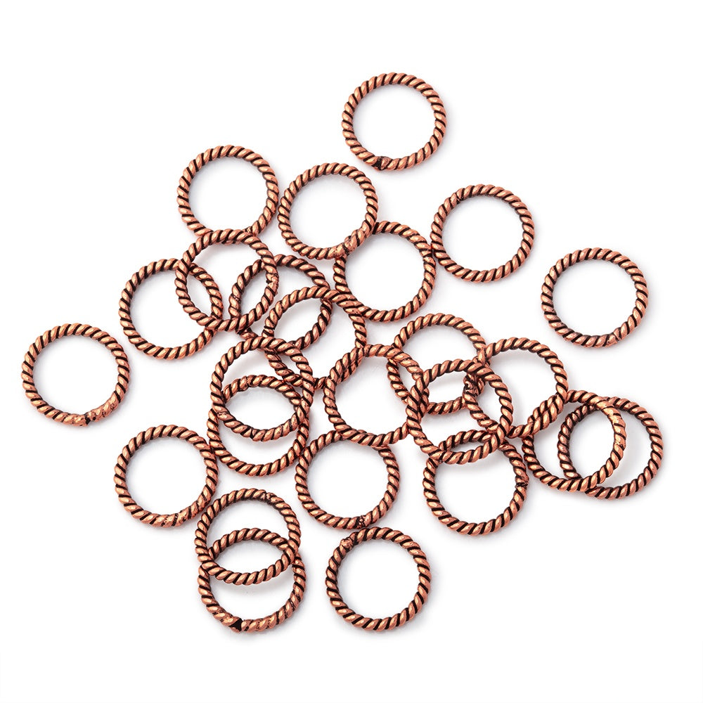 10mm Antiqued Copper Twisted Jump Ring Set of 25 - AtlantaFindingsCompany.com