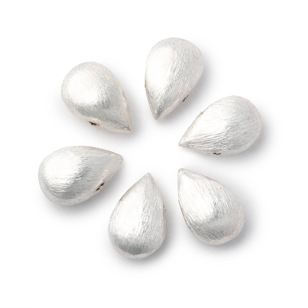 12x8mm Brushed Puffy Pear Set of 6 Beads - AtlantaFindingsCompany.com