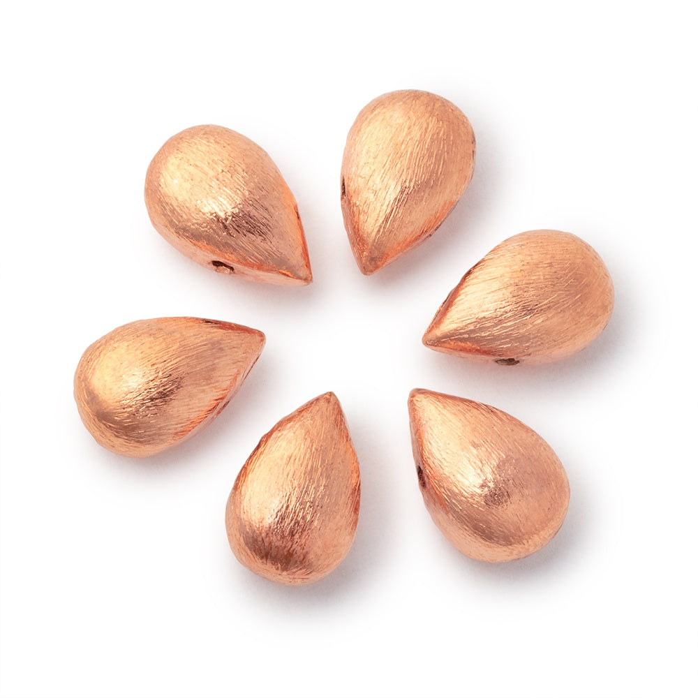 12x8mm Brushed Puffy Pear Set of 6 Beads - AtlantaFindingsCompany.com