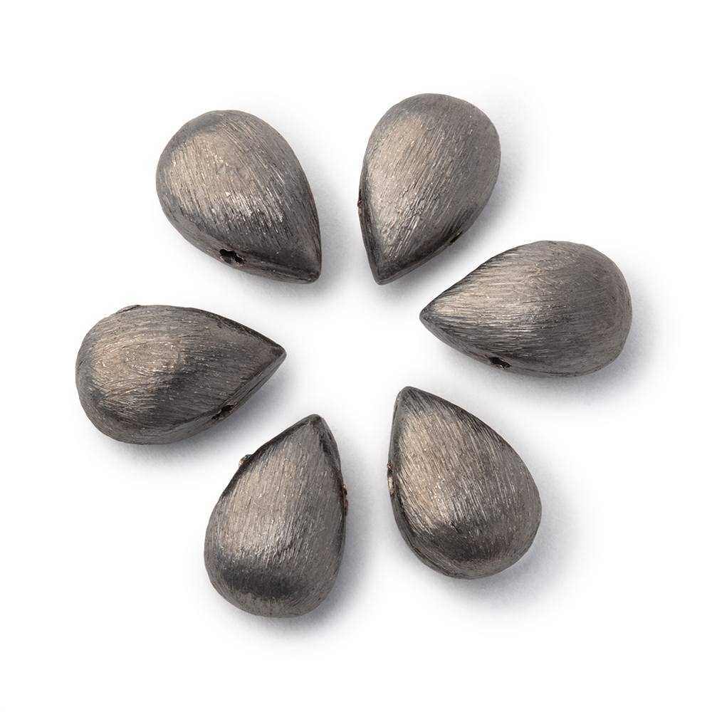 12x8mm Brushed Puffy Pear Set of 6 Beads