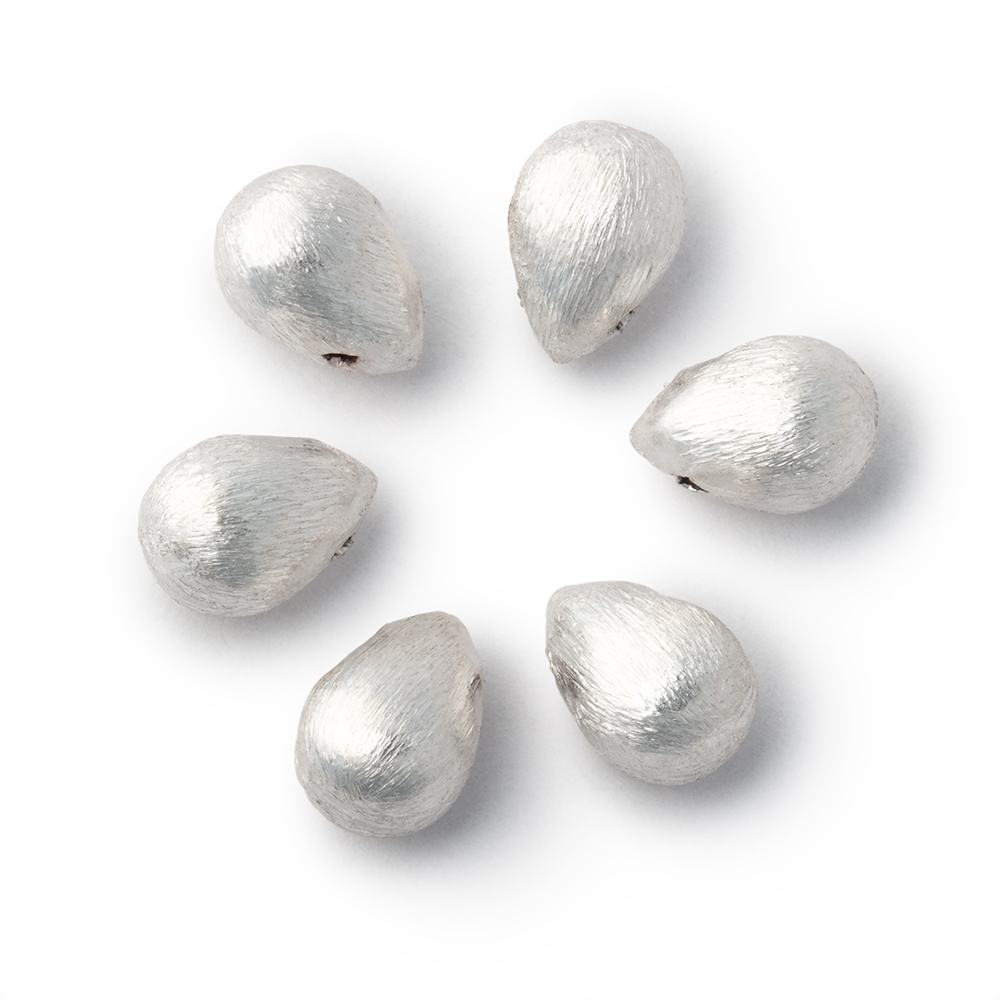 10x7mm Brushed Tear Drop Set of 6 Beads - Atlanta Findings