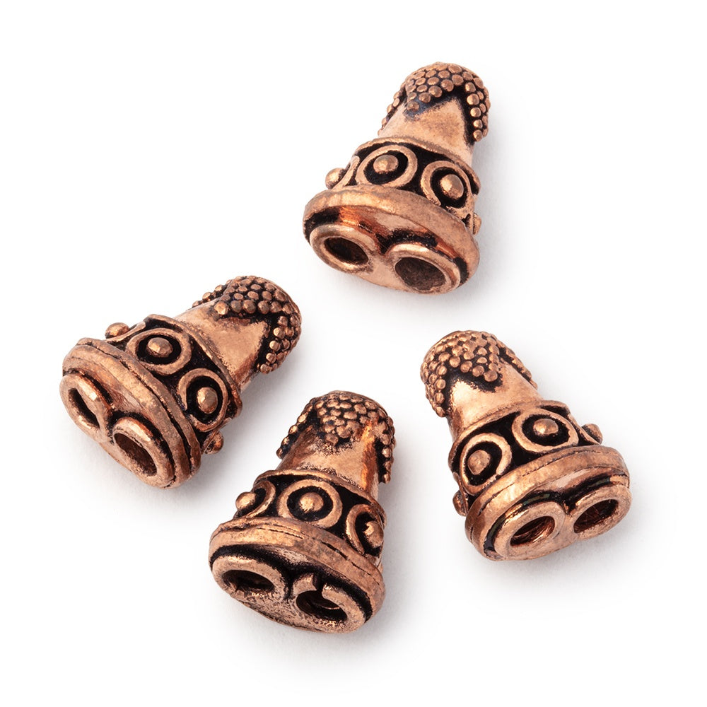 14x10.5mm Antiqued Copper Double Strand Cone Set of 4 Beads - AtlantaFindingsCompany.com