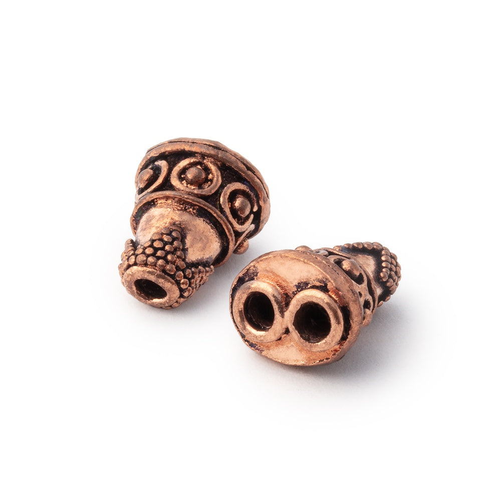 14x10.5mm Antiqued Copper Double Strand Cone Set of 4 Beads - AtlantaFindingsCompany.com