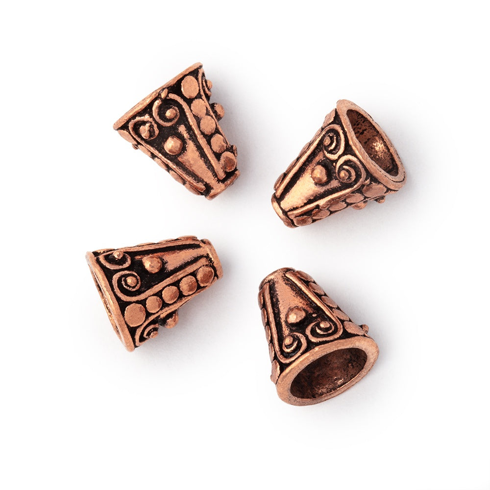 12x11mm Cone Beads with a Heart & Dot Design Set of 4 - AtlantaFindingsCompany.com