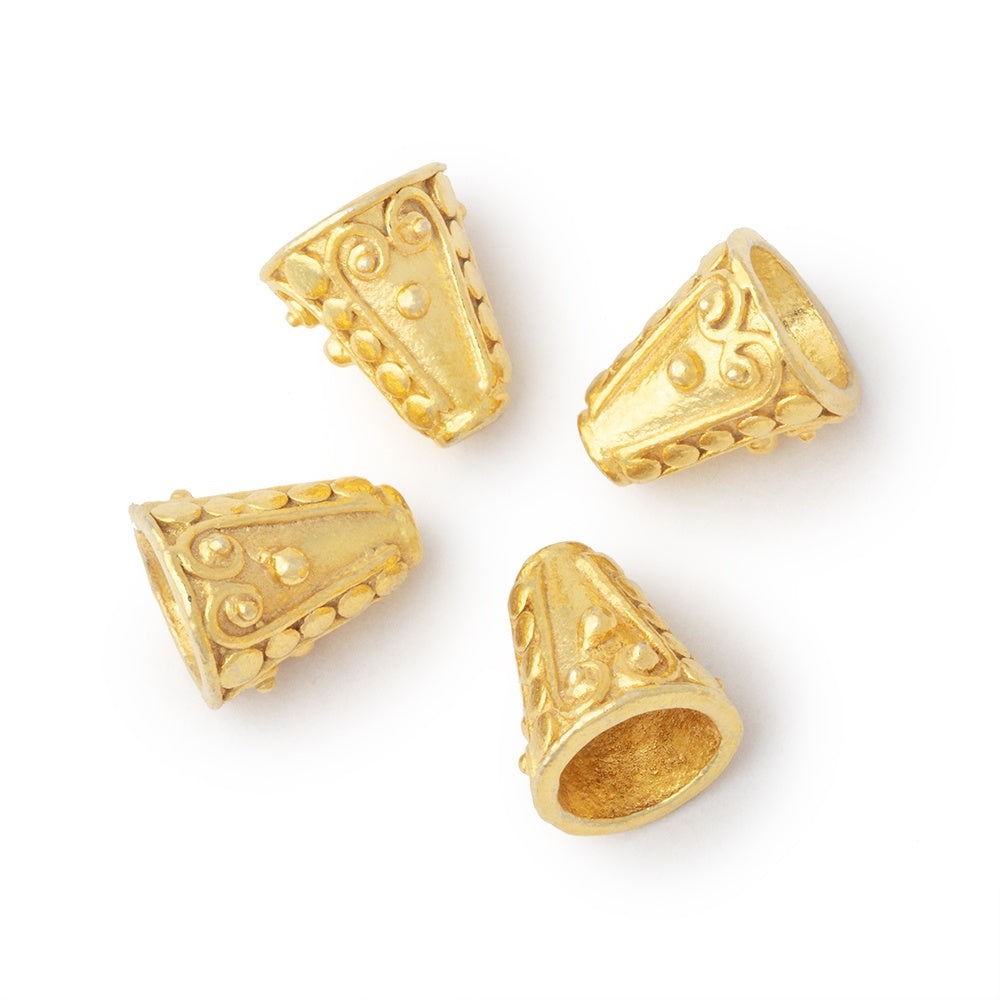12x11mm Cone Beads with a Heart & Dot Design Set of 4 - AtlantaFindingsCompany.com