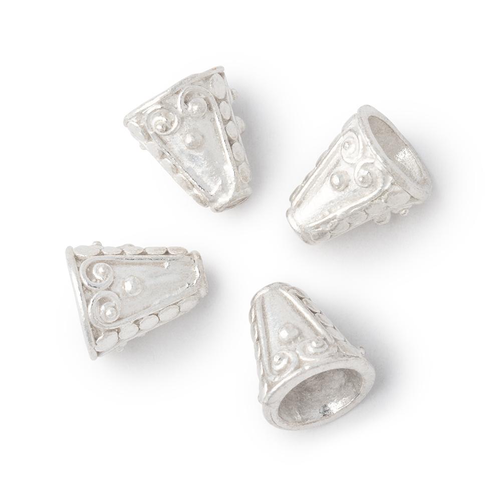 12x11mm Cone Beads with a Heart & Dot Design Set of 4 - AtlantaFindingsCompany.com