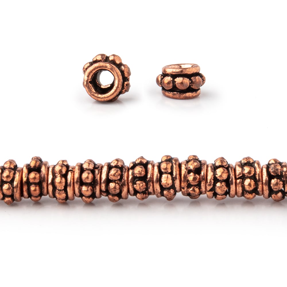 5.5x3mm Antiqued Copper Daisy Spacer Beads - 8" Strand (59 pcs) - AtlantaFindingsCompany