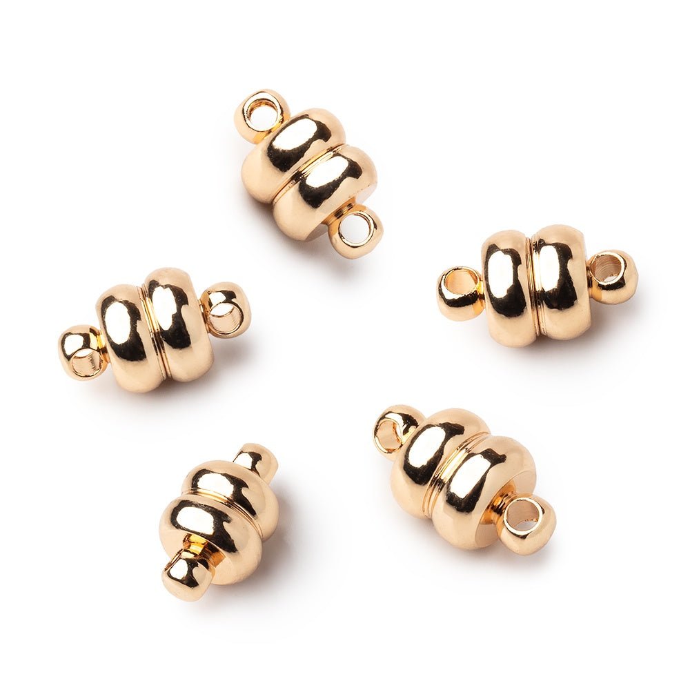 Set of 5 - 7mm Honey Gold Plated Magnetic Clasps for Jewelry Making - Atlanta Findings