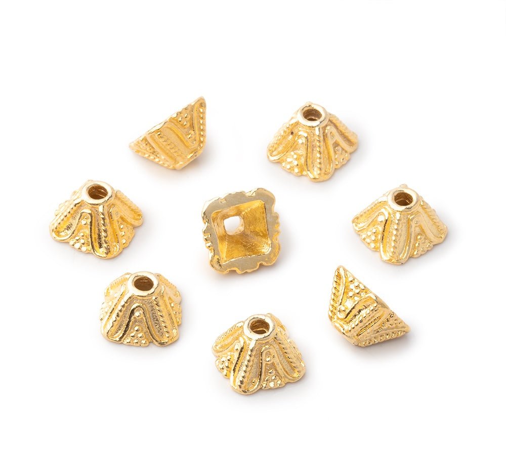 5x8mm Pyramid Bead Caps with Milgrain & Rope Detail - Set of 8 - Atlanta Findings
