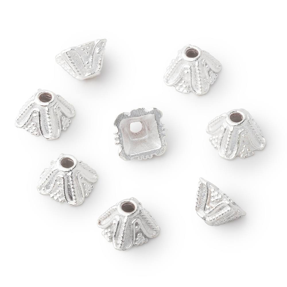 5x8mm Pyramid Bead Caps with Milgrain & Rope Detail - Set of 8 - Atlanta Findings