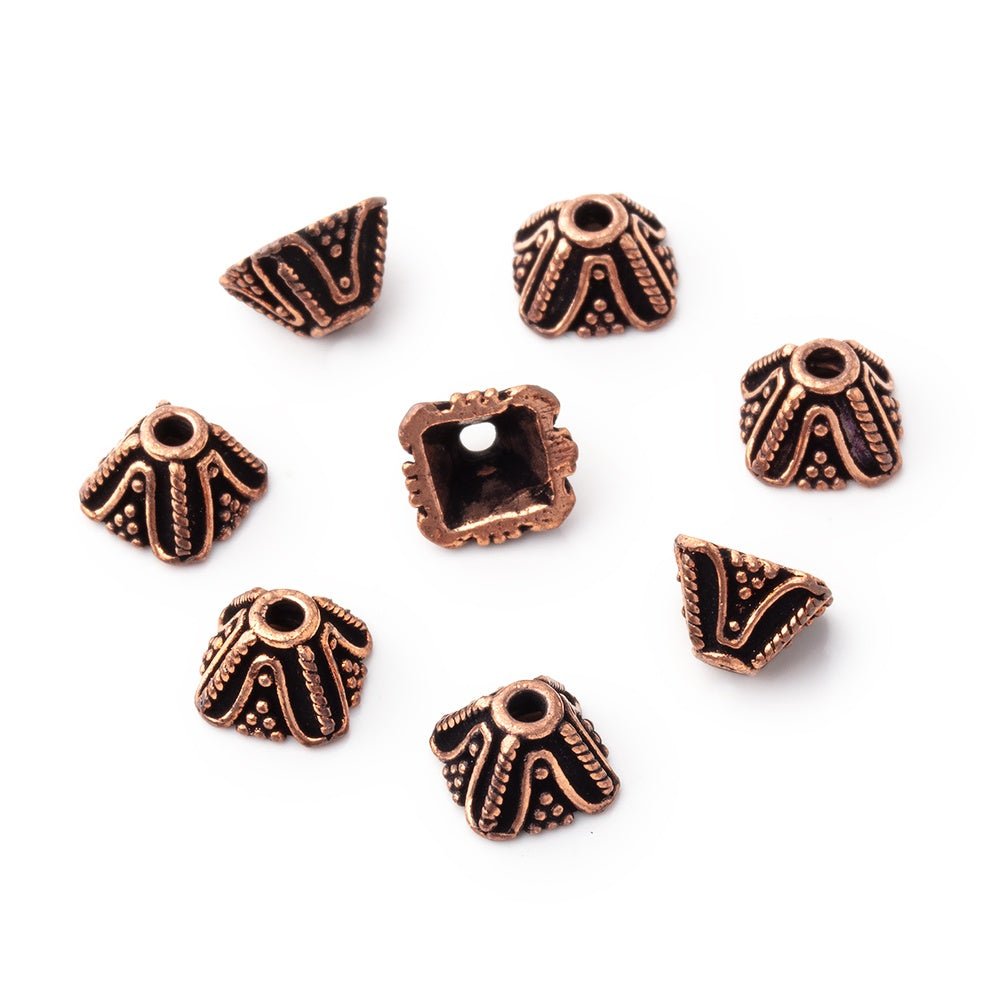 5x8mm Pyramid Bead Caps with Milgrain & Rope Detail - Set of 8 - Atlanta Findings