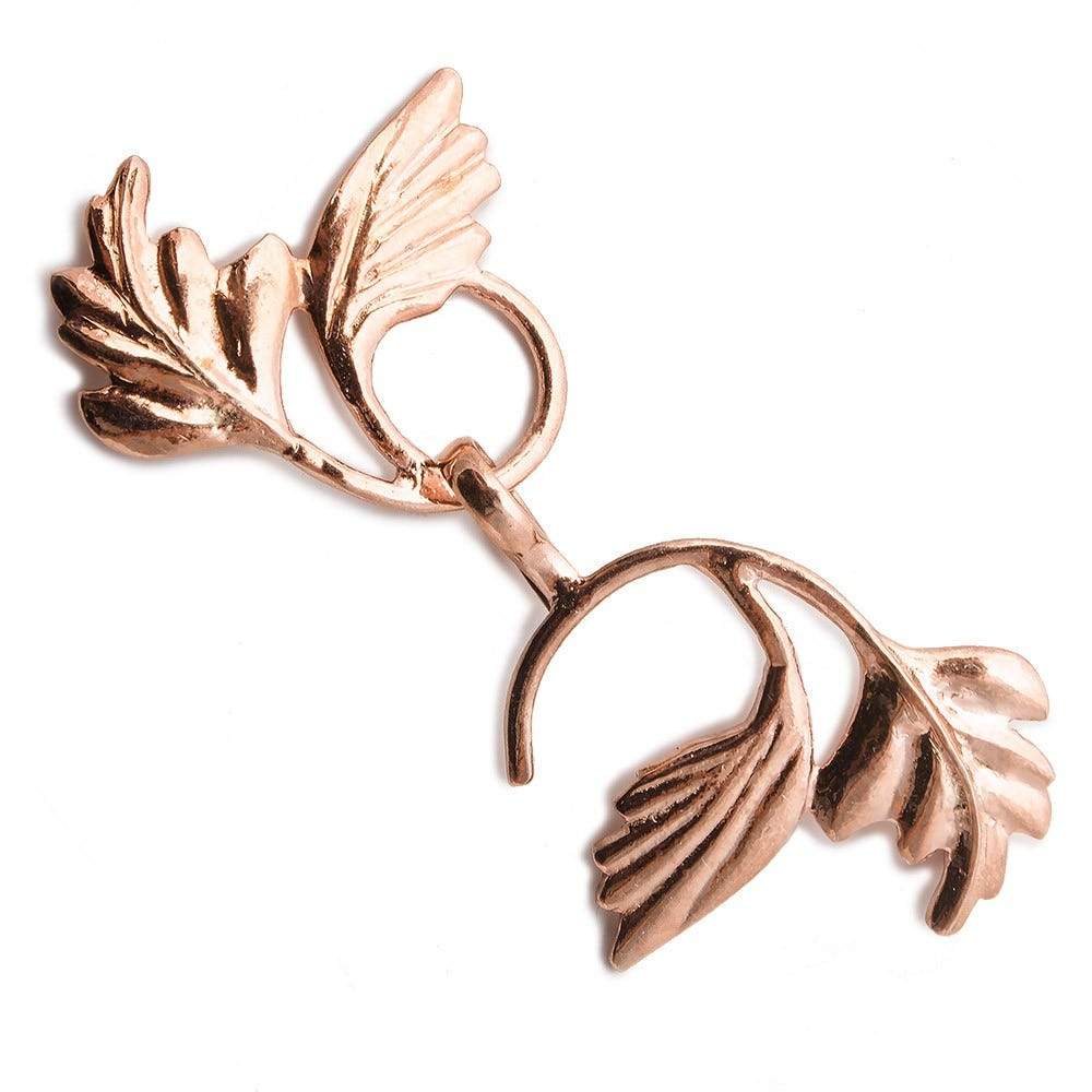 56x24mm Rose Gold Plated Silver Clasp with Acanthus Leaf Design (1 Piece) - AtlantaFindingsCompany