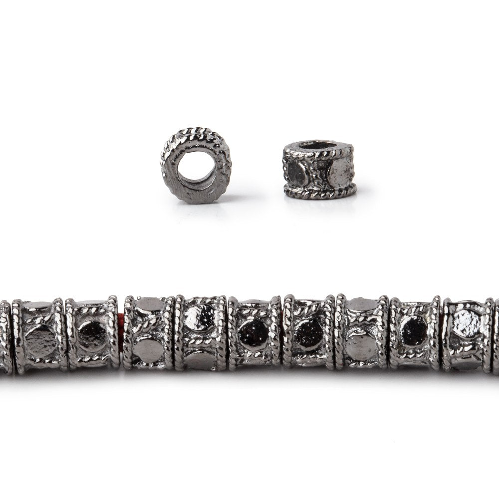 5mm Dotted Cylinder Tube Beads - 8" Strand, 48 Pieces - AtlantaFindingsCompany