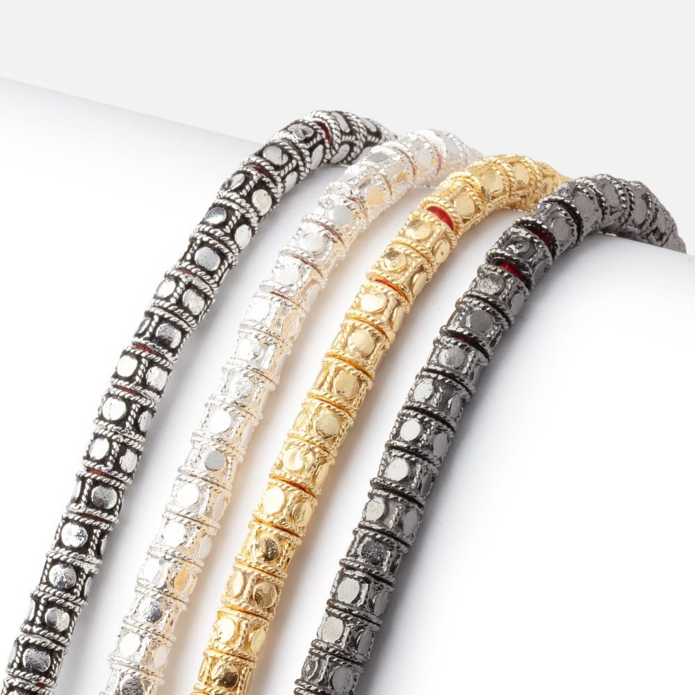 5mm Dotted Cylinder Tube Beads - 8" Strand, 48 Pieces - AtlantaFindingsCompany