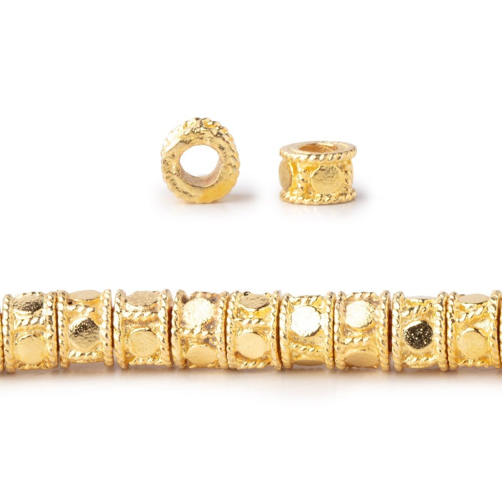 5mm Dotted Cylinder Tube Beads - 8" Strand, 48 Pieces - AtlantaFindingsCompany