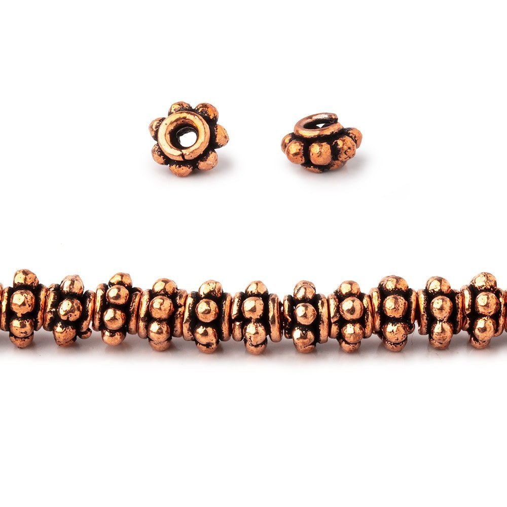 5x3mm Antiqued Copper Spacer Beads - 8" Strand (Approx. 63 pcs) - AtlantaFindingsCompany