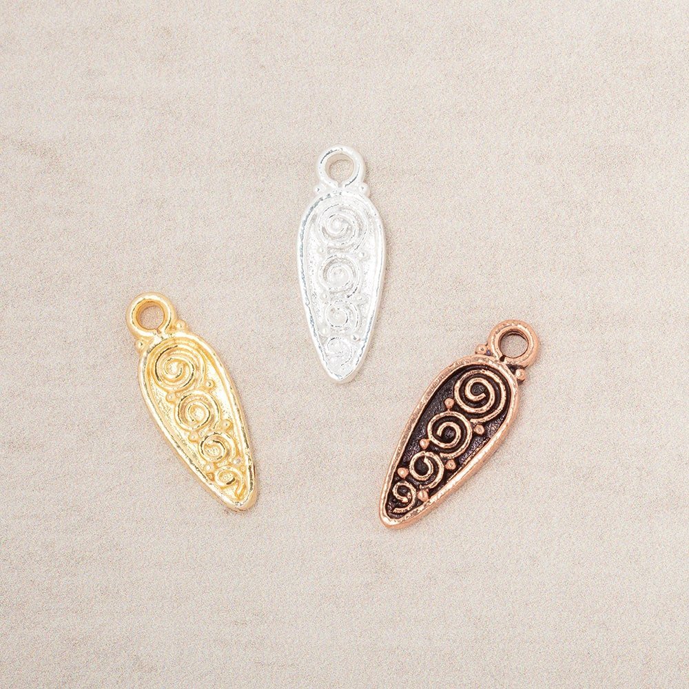 61x7mm Scroll Point Pendant Charm Set of 4 pieces - AtlantaFindingsCompany
