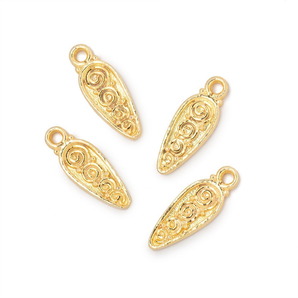 61x7mm Scroll Point Pendant Charm Set of 4 pieces - AtlantaFindingsCompany