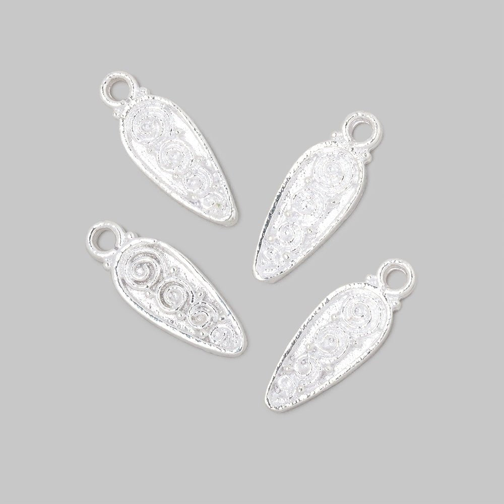 61x7mm Scroll Point Pendant Charm Set of 4 pieces - AtlantaFindingsCompany