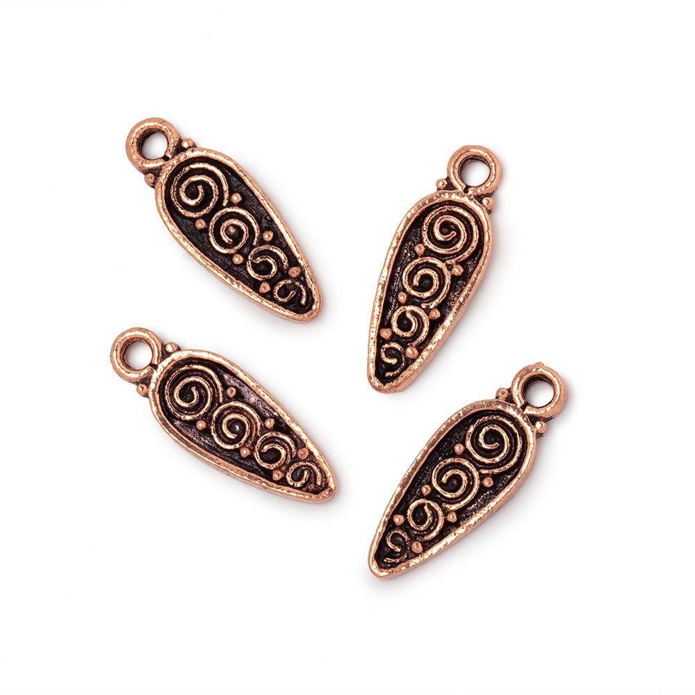 61x7mm Scroll Point Pendant Charm Set of 4 pieces - AtlantaFindingsCompany