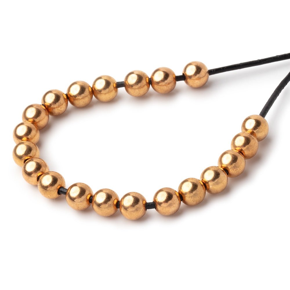 Set of 20: 6mm Brass Plain Large Hole Round Beads - AtlantaFindingsCompany