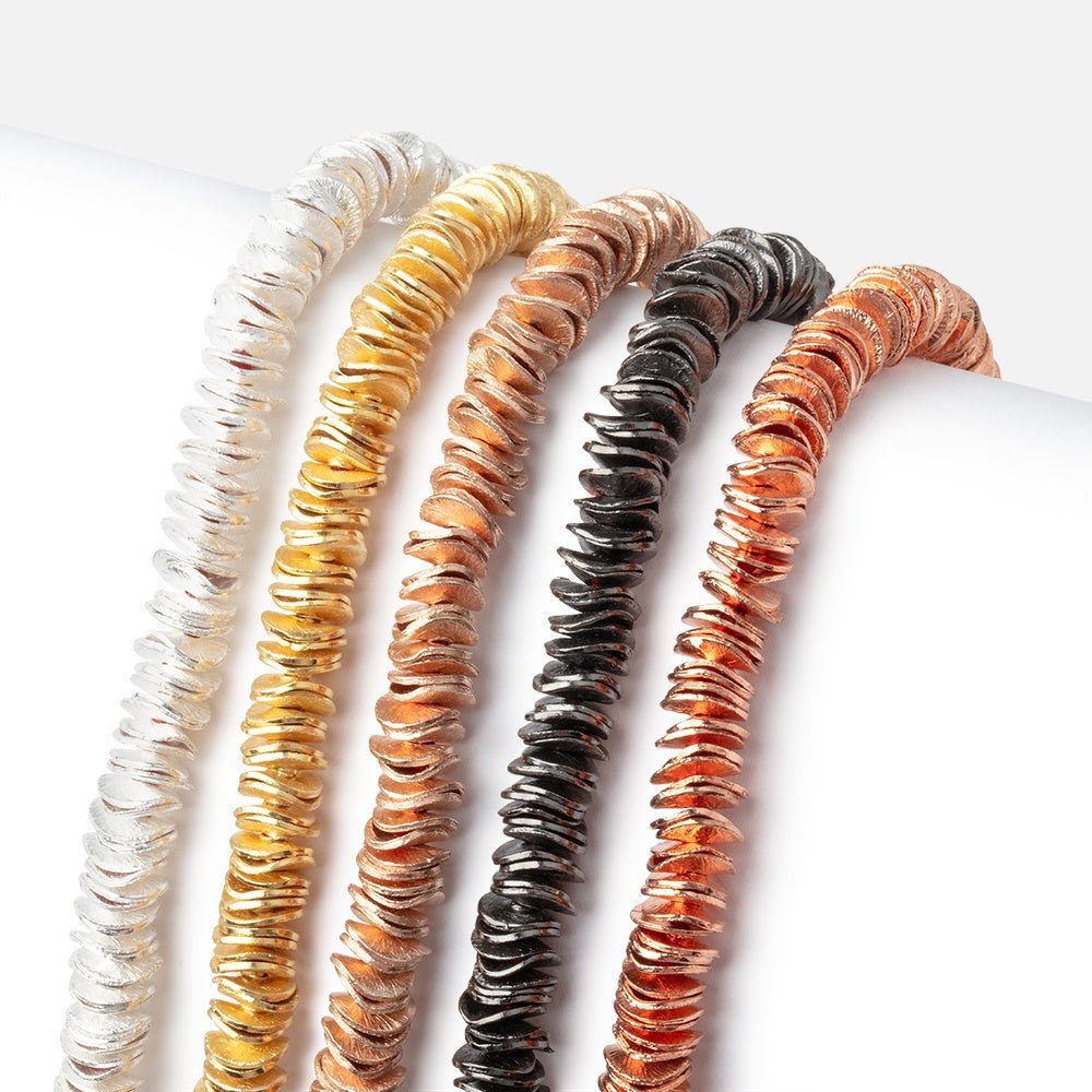 6mm Brushed Wavy Disc Spacer Beads - 8 Inch Strand - AtlantaFindingsCompany