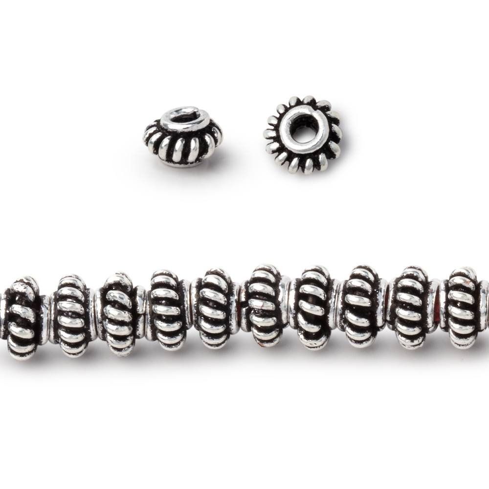 6mm Pinwheel Spacer Beads - 2mm Large Hole, 8 - inch Strand (50 Pieces) - AtlantaFindingsCompany