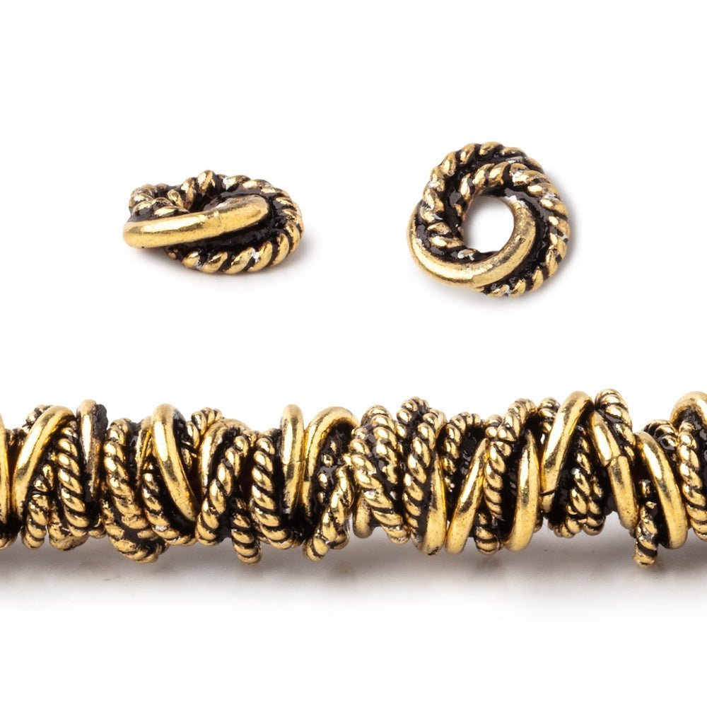 6mm Plain & Twist Mobius Spacer Beads - Large Hole, 89 pcs - AtlantaFindingsCompany