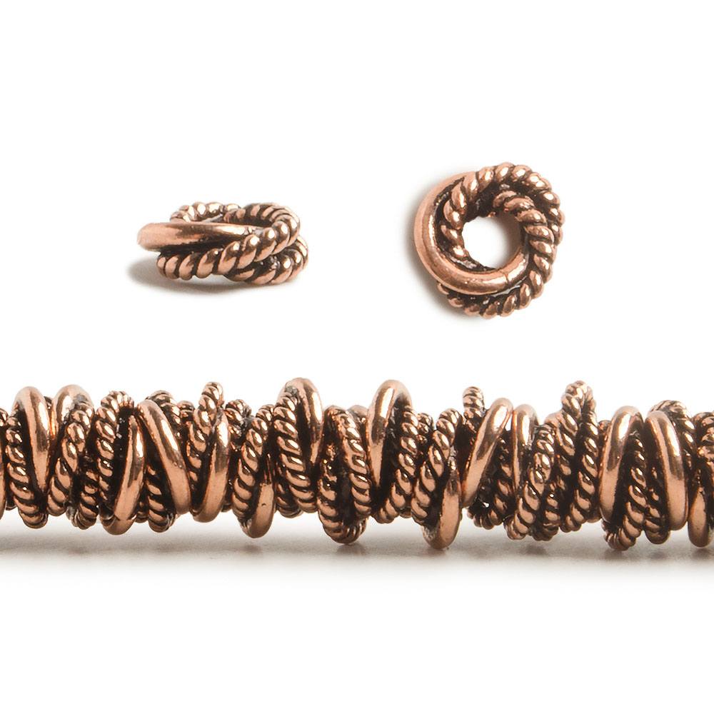 6mm Plain & Twist Mobius Spacer Beads - Large Hole, 89 pcs - AtlantaFindingsCompany